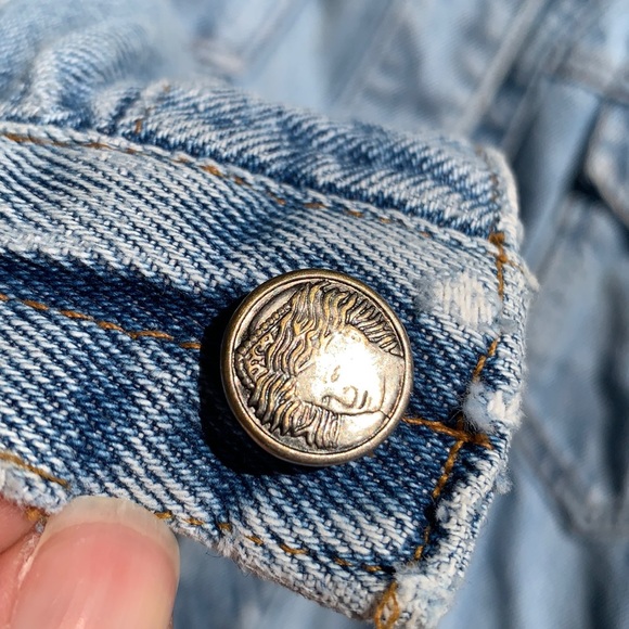 GAP 90s Vintage Distressed Floral Embroidery Denim - Picture 3 of 3